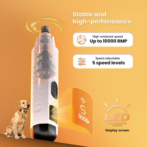 2026 5-Speed 40 New Silent Groom Pro Pet Nail Grinder, Dog Nail Grinder with Led Light, db Quiet Painless Paws Grooming