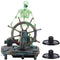 Aquarium Pirate Captain Decoration, Skeleton Ornament for Landscape, Pirate Captain Skeleton on Wheel