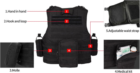 Tactical Airsoft Vest for Outdoors, CS Game Paintball Vest, Adjustable Adult Suitable for Training