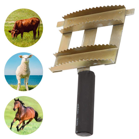 Deshedding Brush & Dematting Comb for Livestock, Cattle, Cow, Bull Hair Shedding Tool