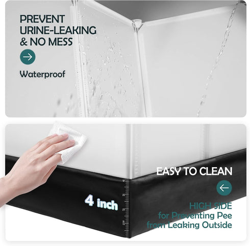 MEEXPAWS Dog Pee Pad Holder Foldable with Dog Litter Box Enclosure High Wall, Puppy Pad Holder Tray Liner Base with DIY