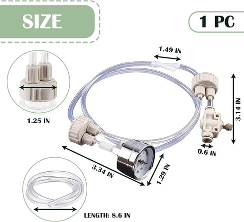 DIY CO2 Generator System Kit with Pressure Gauge Air Flow Adjustment Valve - Pressurized CO2 Kit for Aquarium Plants Tube Valve for Bottle - CO2 Regulator Aquarium for CO2 Diffuser - Grow System