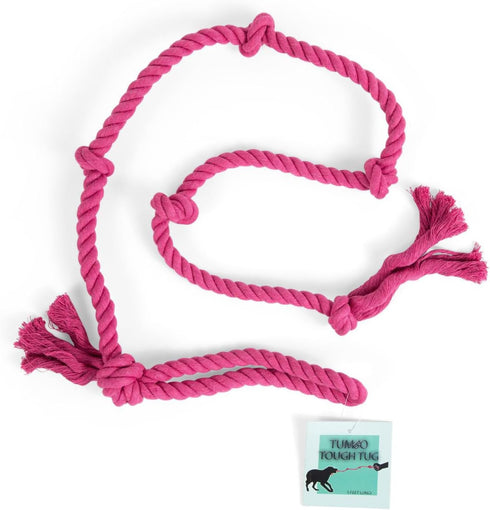 Tough Tug Rope Dog Toy - TUG of WAR Dog Toy (Pink 5 ft Long Strong Durable Rope Pull Toy with Handle)