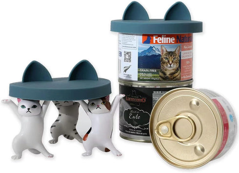 OHMO 2 Pack Dog Food Can Lids, Universal Size BPA Free Silicone Covers for Cat and Pet Food, Dark Blue