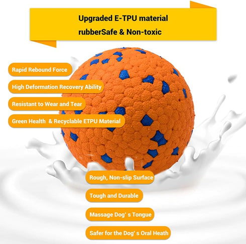Dog Balls Toys for Aggressive Chewers, Indestructible Bouncy Floating Balls for Fetch, Durable Rubber (2 Pack)