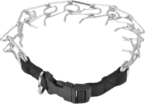 Downtown Pet Supply Medium Chrome Plated/Nylon Prong Collar for Dogs, Adjustable No-Choke and No Pull Dog Collar, Pinch