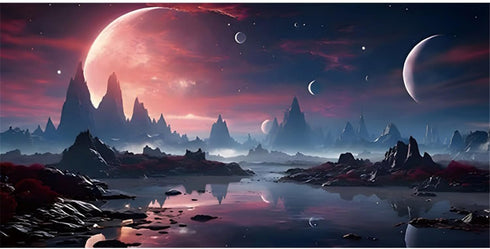 AWERT 24x16 inches Cosmic Reptile Habitat Background, Parallel Space Fish Tank Background for Desert Terrarium