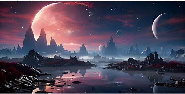 AWERT 24x16 inches Cosmic Reptile Habitat Background, Parallel Space Fish Tank Background for Desert Terrarium