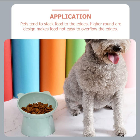 LIFKOME 3PCS Elevated Cat Bowls, Raised Plastic Tilted Pet Food Bowl for Flat-Faced Cats (Pink, Blue, Grey)