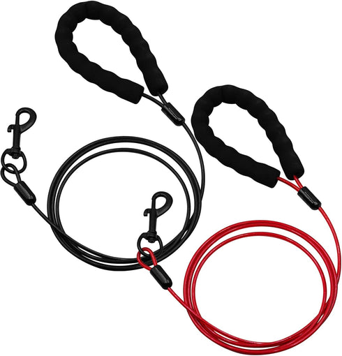 2 Pack Heavy Duty Dog Leashes with Chew Proof Padded Handle, 4/5/6 FT Steel Safety Lead Rope for Large Medium Dogs
