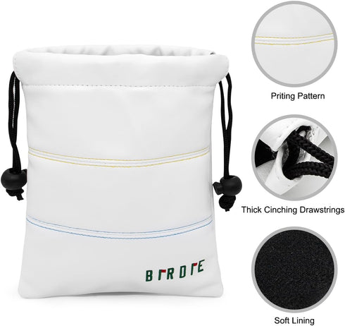 Golf Valuables Pouch, Leather Tee Pouch with Drawstring Closure, Portable Golf Accessories