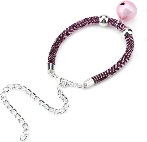 Cat Collars and Leads - Nylon Accessory Kitten Supply with Bell Collar Extension Chain, Japanese Style (Simple Powder)