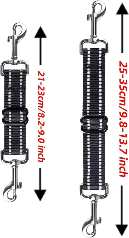 Dog Safety Clip 2pcs, Prong Collar Backup Clips with Dual Metal Clasps, Adjustable Reflective Nylon Harness to Collar