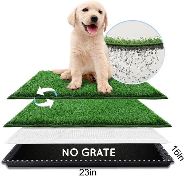 HQ4US 4LEGS Dog Grass Pad with Tray Small 23" x 16", Dog