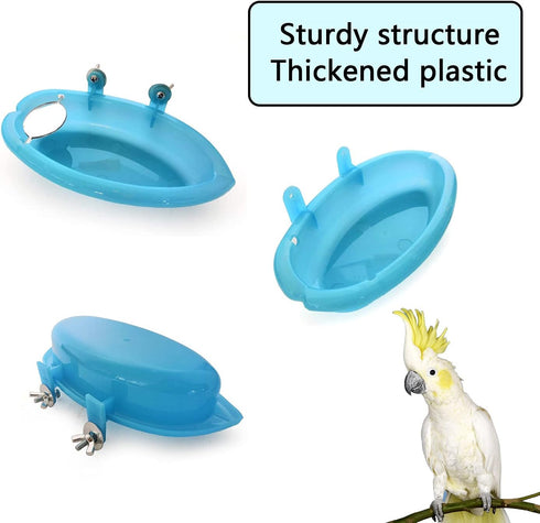 Chenchen Bird Bath with Mirror - Parrot Bathroom Bathtub with Mirror for Small Parrots, Parakeets, Canaries, African