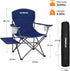 300LBS FUNDANGO Folding Padded Camping Chair, Portable Outdoor Full Back Lawn Arm Chair with Side Table Cup Holder Side
