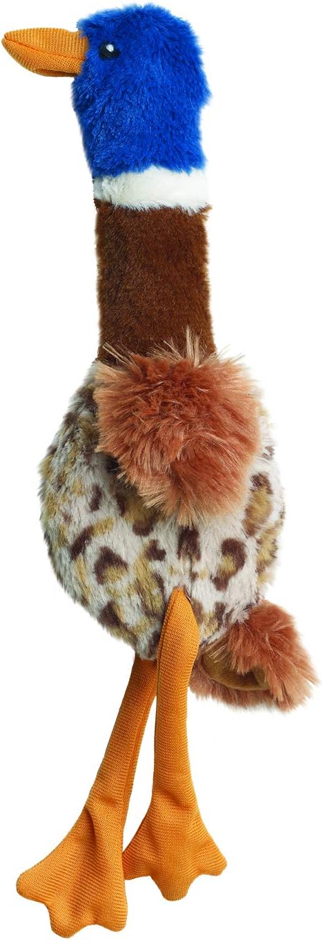 SPOT Skinneeez Plus Duck, Stuffing Free Dog Toy, 15in, Two Piece Rubber Body, Two Squeakers