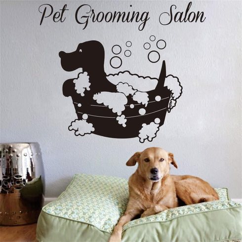 Pet Wall Sticker - Removable PVC Decals for Grooming Salon, Create a Playful Atmosphere (Black, 22"x18")