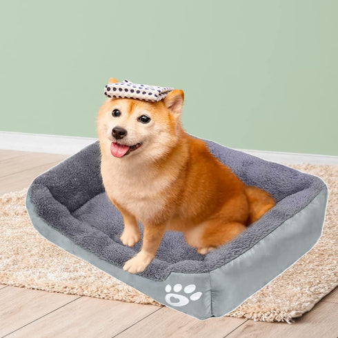 Barelove Square Dog Bed Mattress - Washable Kennel, Soft Plush Faux Fur Rectangle Sleeping Bed for Small Medium Large