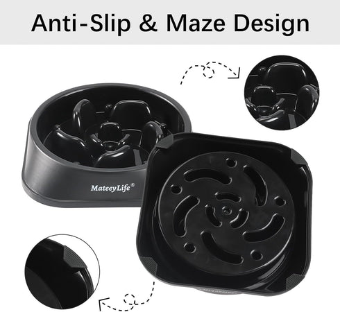 MateeyLife Slow Feeder Dog Bowls, Anti-Choking Puzzle Bowls, Non-Slip Interactive Feeding Bowls for Medium Large Breeds