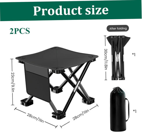 Cndiyald Portable Folding Chair with Side Pocket, Strong Steel Frame Oxford Fabric Stool for Outdoor Travel Fishing