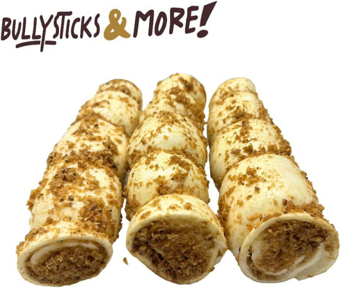 10-12" 3 Count) BULLYSTICKS & MORE Beef Cheek Rolls for Dogs (Bully Bites Dusted - - Beef Cheek Bones for Dogs - Dog