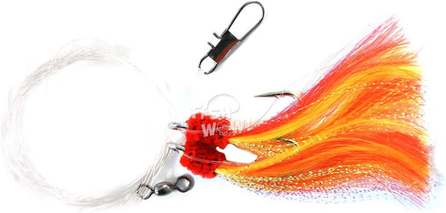 20 Packs 5/0 Fishing Shrimp Flying Rig Hook - Red Yellow White