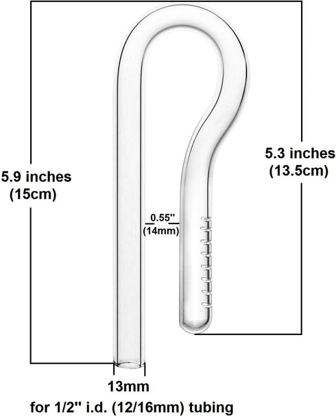 Glass Lily Pipe Spin Outflow and Inflow, 13mm for 1/2" i.d. Tube for Aquarium Planted Tank Aquascaping