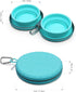 Collapsible Silicone Twin Dog Bowls with Zipper Case, 2 in 1 Portable Travel Dog Bowls