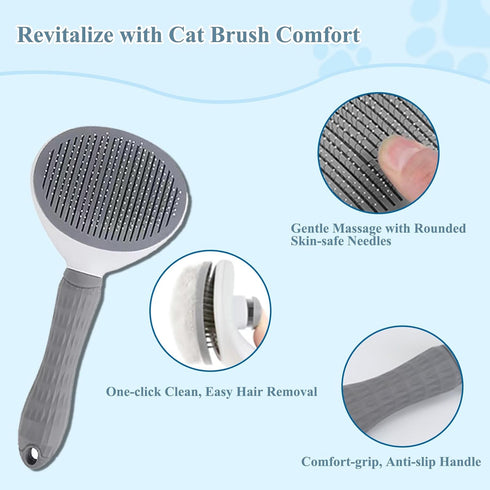 4 Pcs Cat Grooming Kit: Self-Cleaning Slicker Brush, Deshedding Glove & Corner Massagers for Shedding