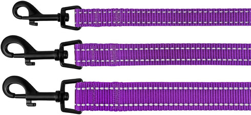 CollarDirect Nylon Dog Leash 5ft, Heavy Duty Reflective Pet Leashes for Large, Medium & Small Dogs (L, Purple)