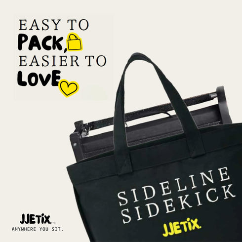JJETIX Stadium Seat Bleacher Chair for Adults & Kids with Back Support, Cup Holder, Storage Pouch - Foldable