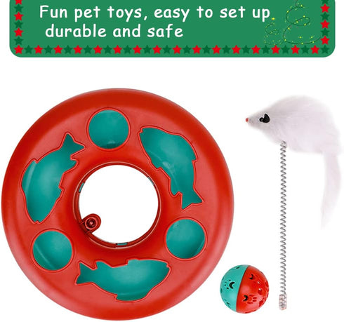 Cat Toys for Indoor Cats - Interactive Roller Tracks with Catnip Spring Pet Toy and Teaser Mouse