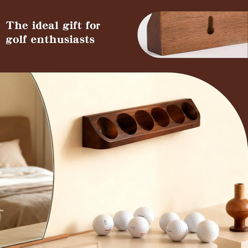 HPZIHYNAP 2-Pack Walnut Wood Golf Ball Display Case Wall Mount - Golf Ball Holder for Collector Sport Memorabilia Decor