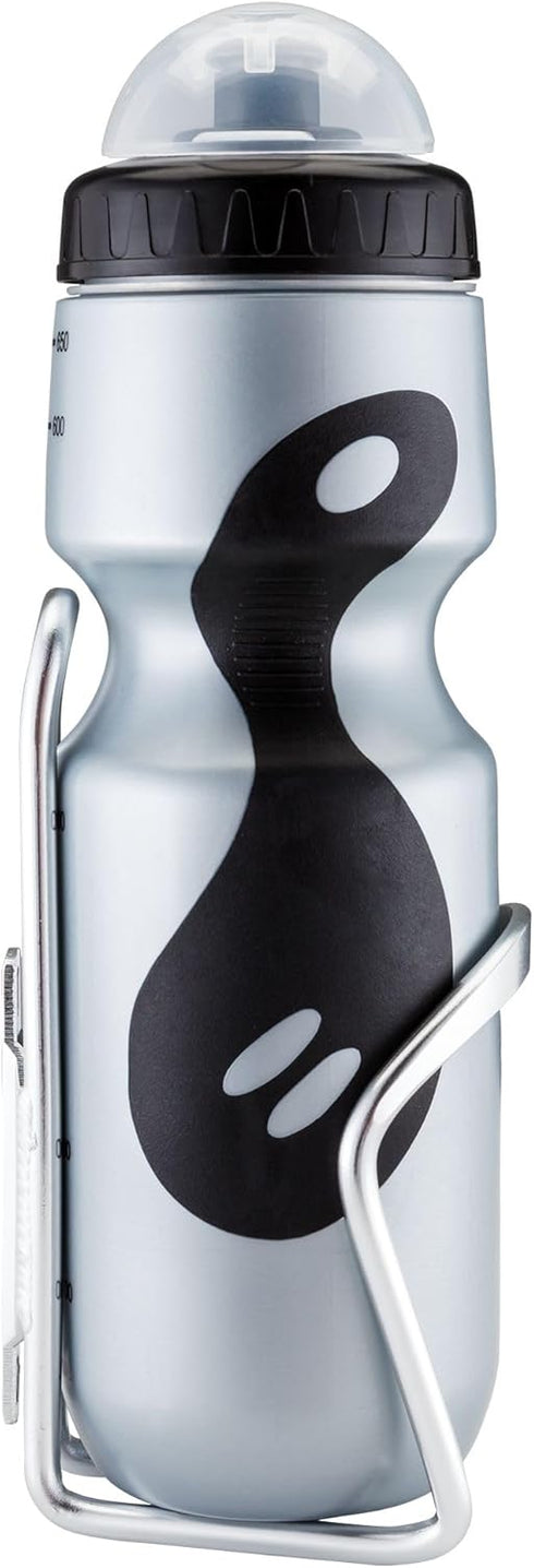 Schwinn Sport 23 oz Water Bottle with Holder for Bicycle, BPA-Free, No-Slip Grip, Dust Cap, Bike Holder Combo