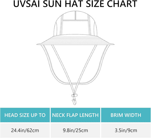 UPF 50+ Foldable Sun Hats, Wide Brim with Large Neck Flap for Men and Women, UV Protection