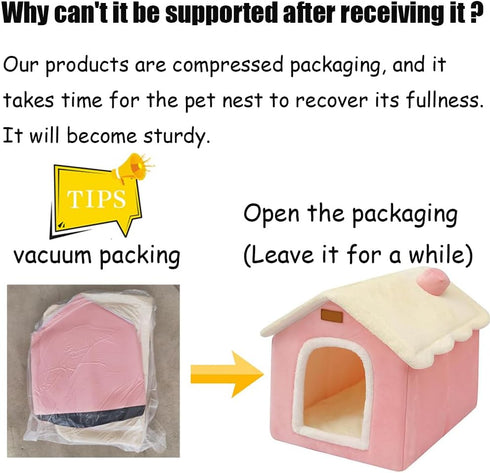 Labauxite Dog House Indoor Memory Sponge, Foldable Dog House Kennel Bed Mat with Cushion for Small Medium Large Dogs