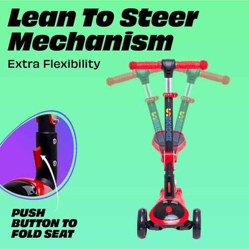 Kick Scooters for Kids Ages 3-5, Adjustable Height Foldable Scooter with Removable Seat and LED Light Wheels