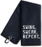 Swing Swear Repeat Embroidered Golf Towel, Funny Golf Towel for Golf Bag, Birthday Retirement Gift