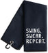 Swing Swear Repeat Embroidered Golf Towel, Funny Golf Towel for Golf Bag, Birthday Retirement Gift