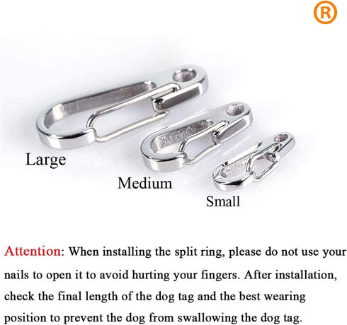 IVIA Dog Tag Clips, 2 Pack, 304 Stainless Steel Quick Clip with Rings for Small Pet Collars and Harnesses