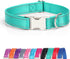Reflective Dog Collar with Metal Buckle, Soft Sturdy Nylon Adjustable Collars with ID Tag Ring for Small Medium Large
