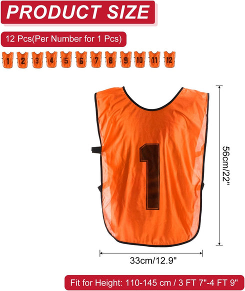 PATIKIL Youth Soccer Training Pinnies - Reversible Numbered Practice Vests for Team Sports