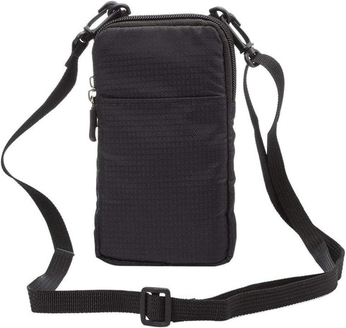 Small Crossbody Cell Phone Bag - Black Phone Waist Bag, 6.5" Travel Shoulder Messenger Holster with Strap
