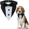 Adjustable Dog Tuxedo Bandana Collar with Bowtie for Small Medium Large Boy Dogs, Wedding Grooming Gift (Medium, Black)