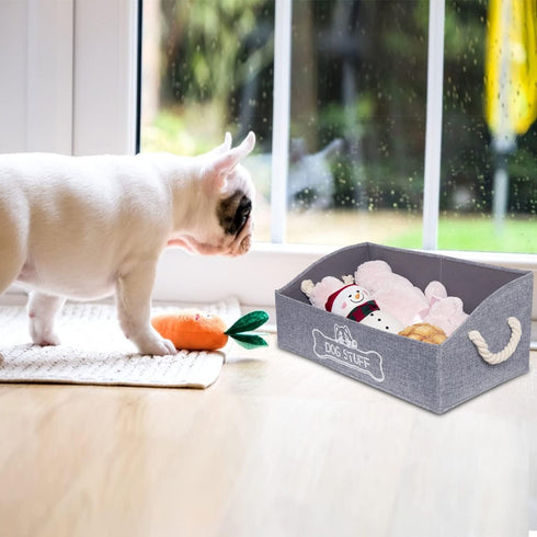 Large Trapezoid Dog Toy Box, Collapsible Pet Supplies Storage Basket with Handles, Perfect for Organizing Dog Cat Toys
