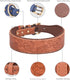 PU Leather Dog Collar with Embossed Print, Adjustable Vintage Fashion for Large, Medium & Small Dogs (M, Red)