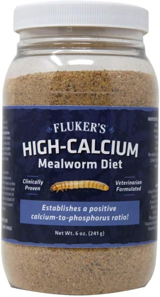 Fluker's High Calcium Mealworm Diet, 6 oz, Can Be Used as Gut-Loading Food or Bedding
