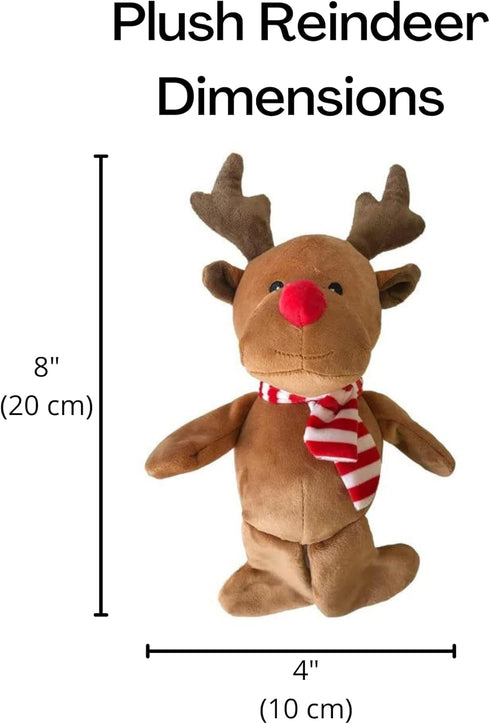 Midlee Christmas Reindeer Plush Dog Toy with Scarf, Squeaky Holiday Pet Gift