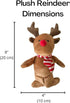 Midlee Christmas Reindeer Plush Dog Toy with Scarf, Squeaky Holiday Pet Gift
